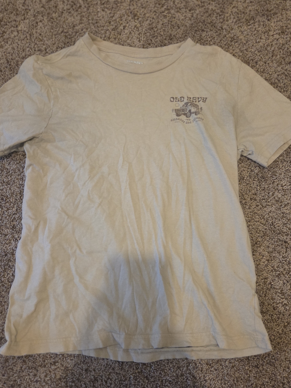 Old Navy Tan Short-Sleeve Tee with Small Truck Graphic